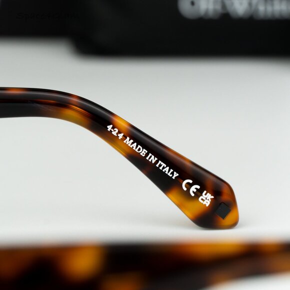 Off-White Women Sunglasses Havana Green Rectangle OERI138 CHARLOTTE 6055 NEW - Picture 8 of 9